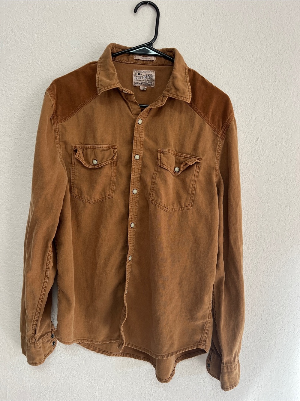 Corduroy Yoke Western Shirt - Lucky Brand - Men's Brown Western Button-Up Shirt